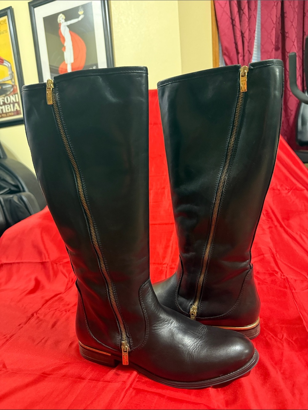 WOW POSHMARK Authentic Eric Michael Black & Gold Leather Boots